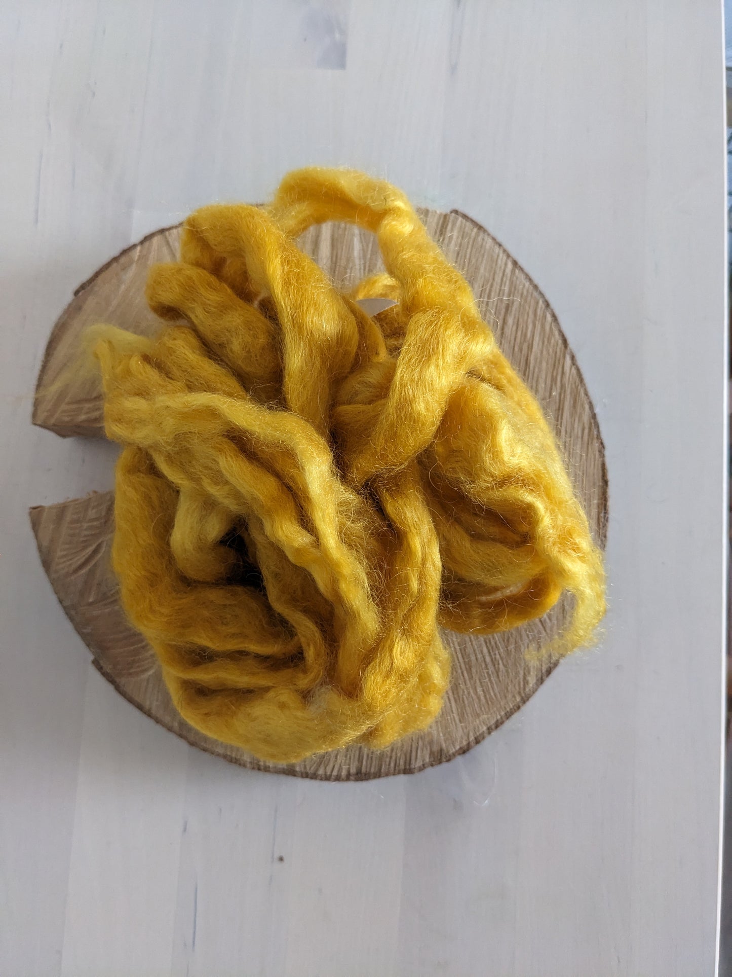 kid mohair/wool combed top, 25g, mustard