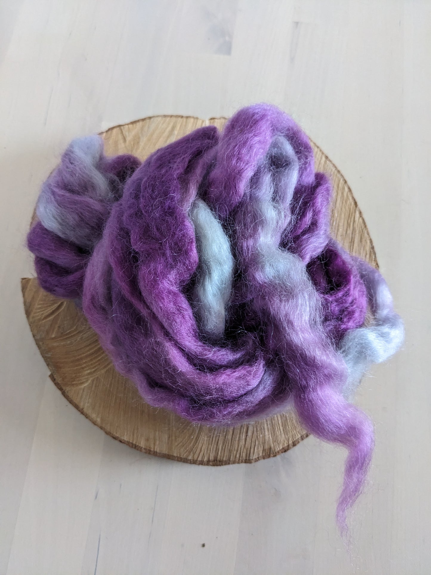 Ruban peigné kid mohair/laine, 25g, Purple