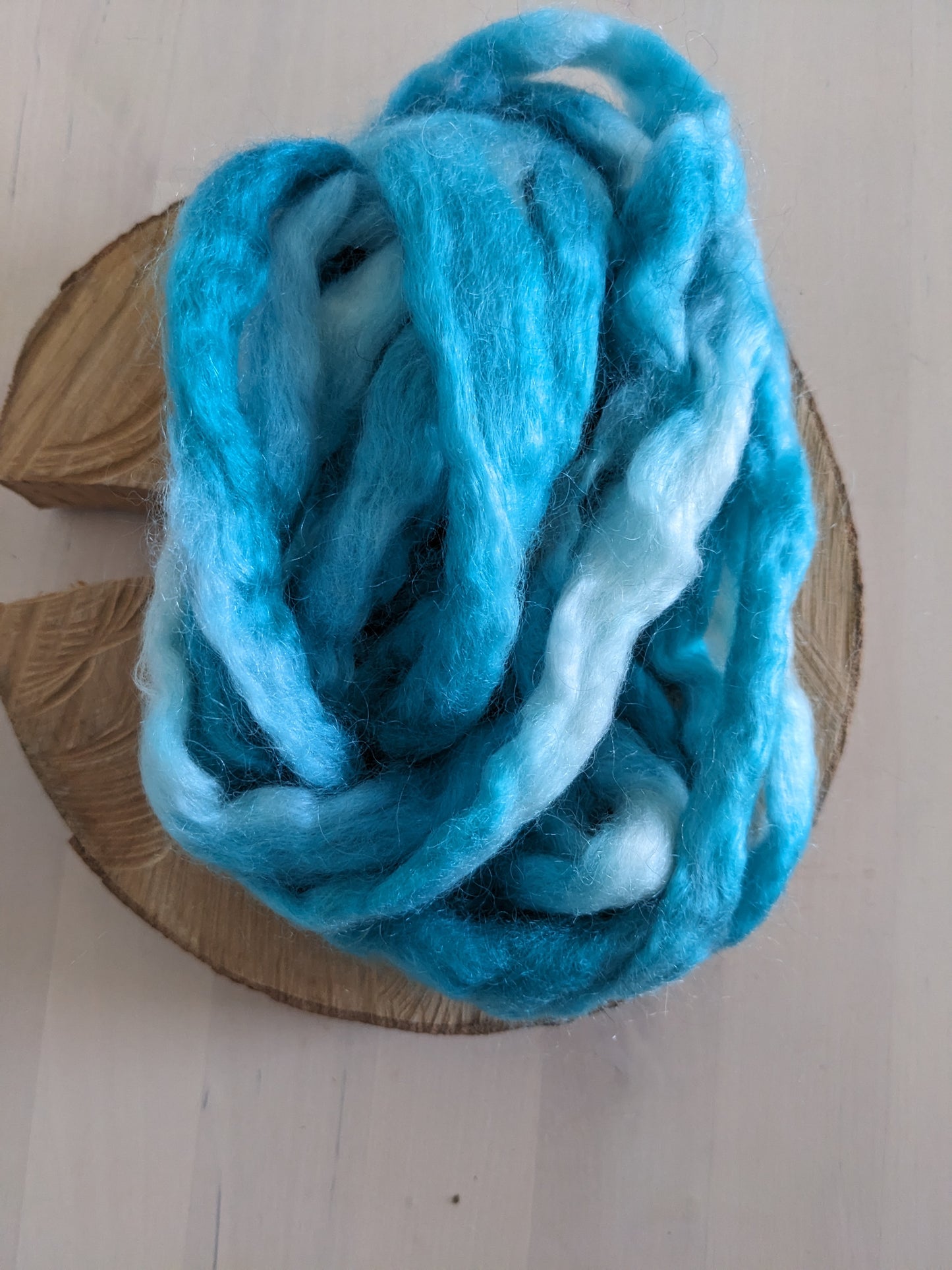 kid mohair/wool combed top, 25g, teal