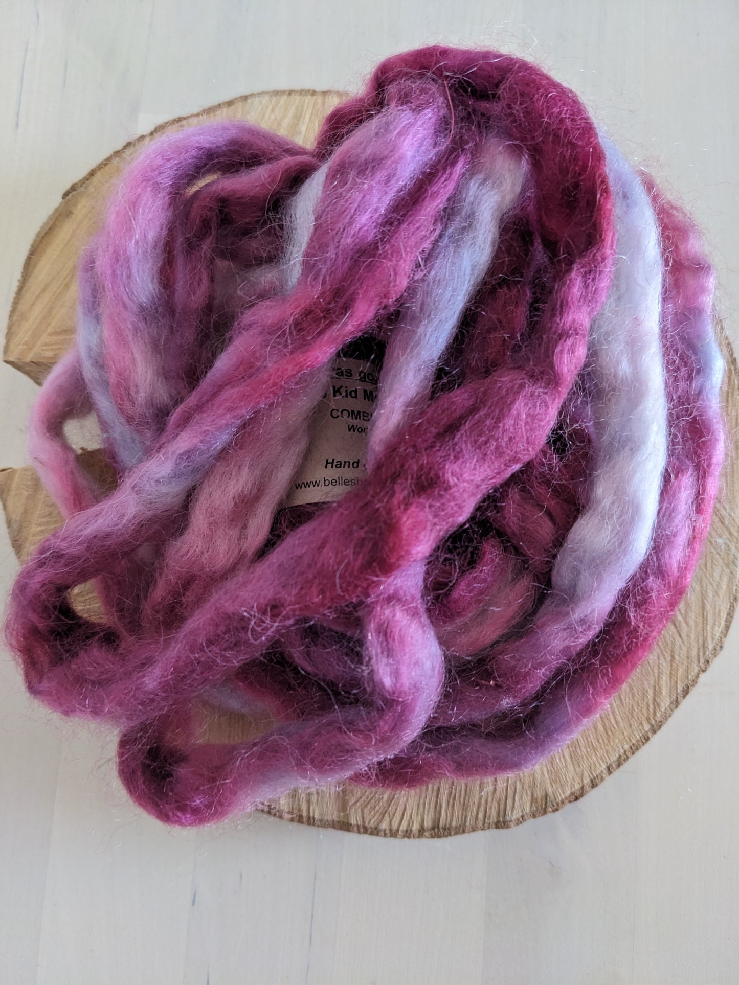 Kid Mohair/Wool Combed Top, 25g, Wine