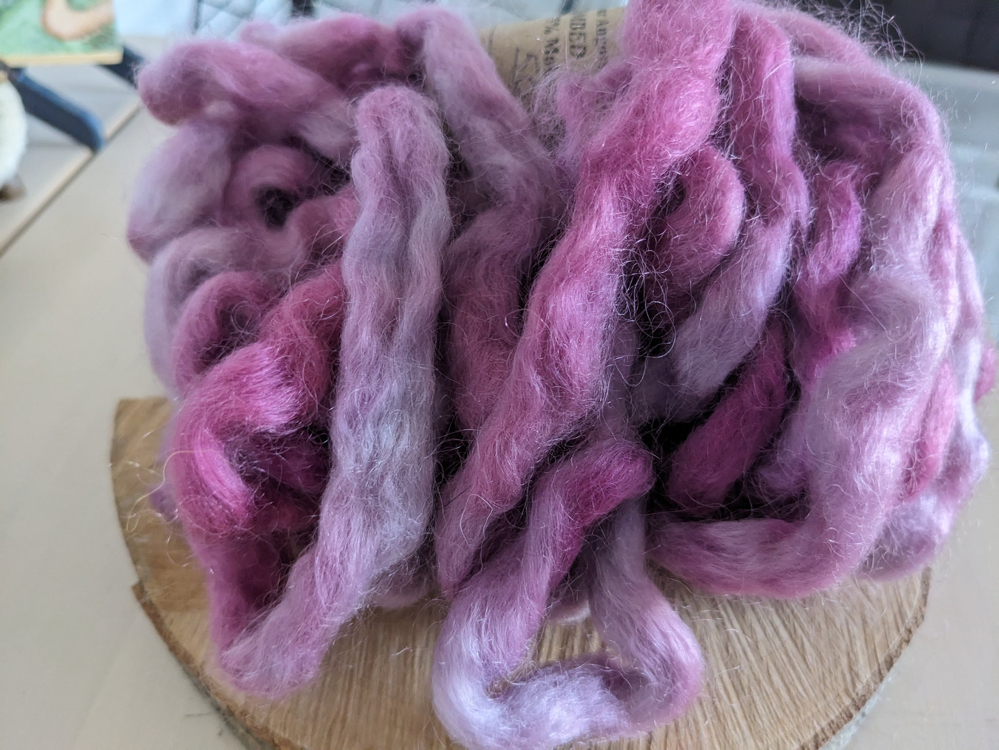 Mohair/Wool Combed Top, Old Rose