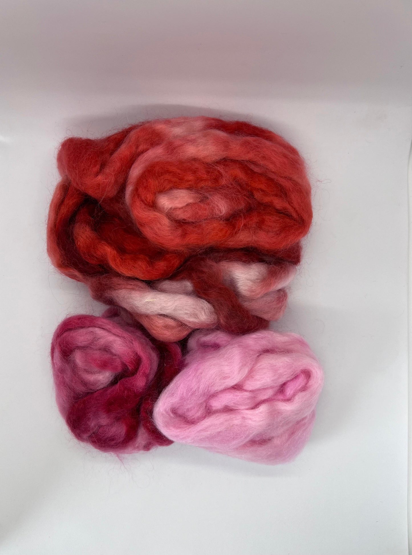 kid mohair/wool combed top, set 5_10g, rose temptation