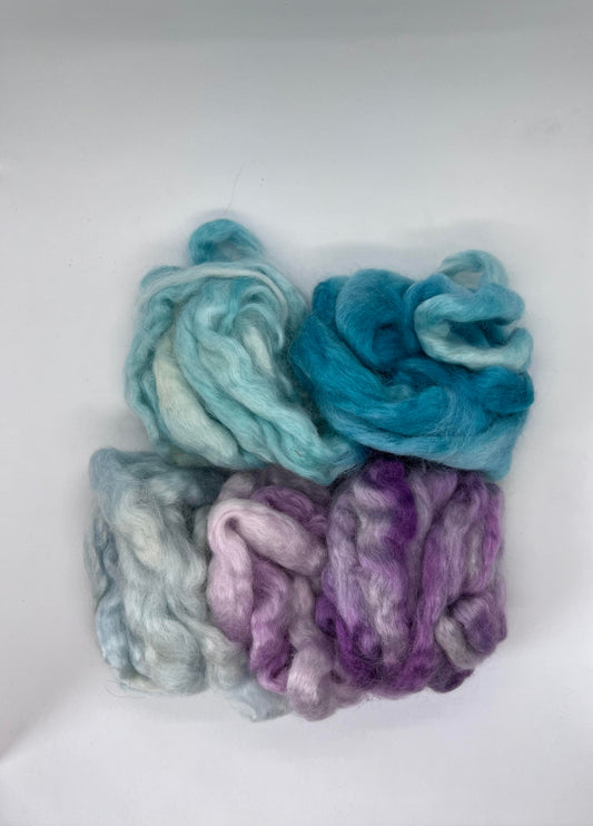 Kid Mohair/Wool Combed Top, Set of 5*10g, Winter Sky