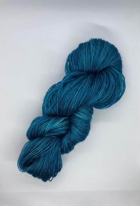 kid mohair sock yarn, 120g, blue lagoon