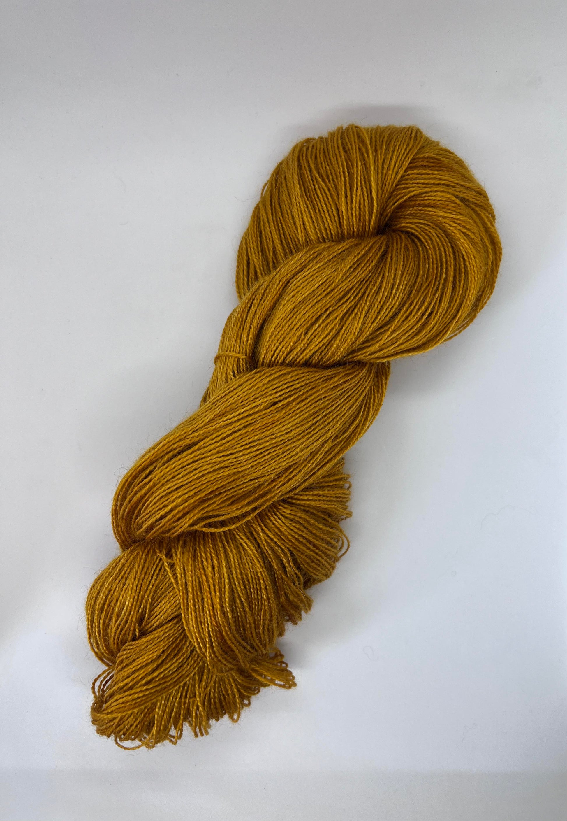 kid mohair sock yarn, 120g, mustard