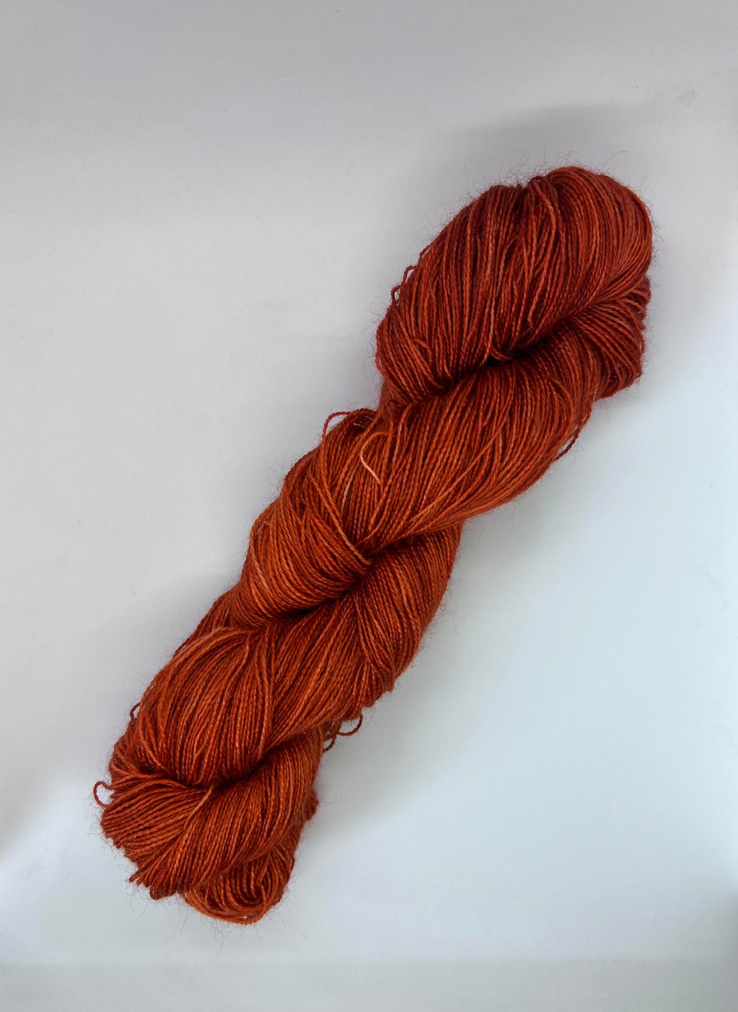 kid mohair sock yarn, 120g, rust